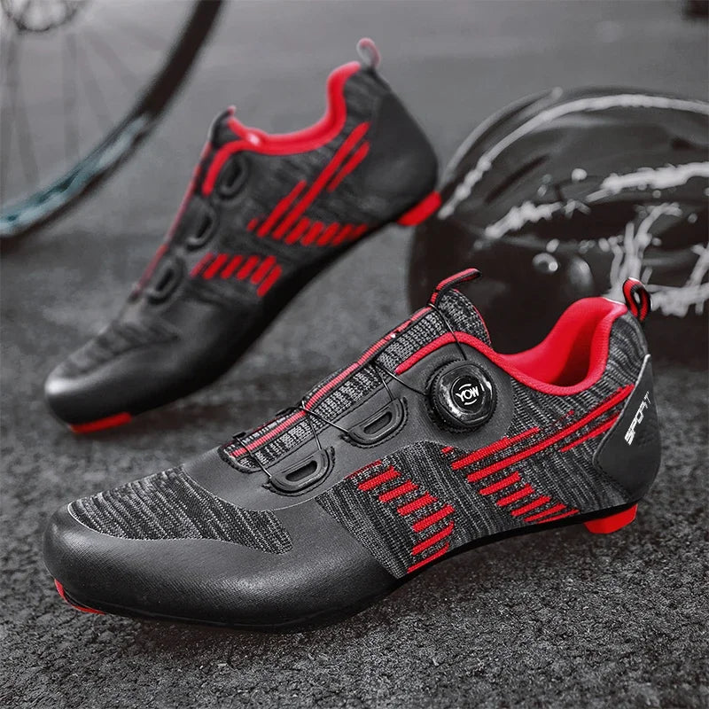 Men’s Lightweight Cycling Shoes – Breathable Air Mesh Road Bike Shoes with Self-Locking Cleats