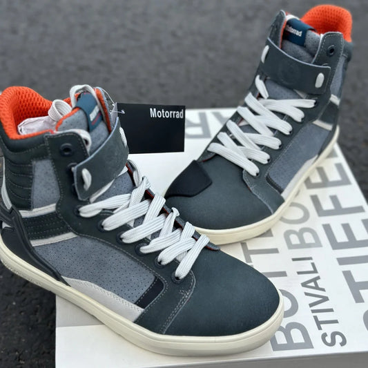 Men’s Motorcycle & Cycling Boots – Luxury Ankle Racing Boots with Casual Sneaker Style