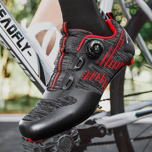 Men’s Lightweight Cycling Shoes – Breathable Air Mesh Road Bike Shoes with Self-Locking Cleats